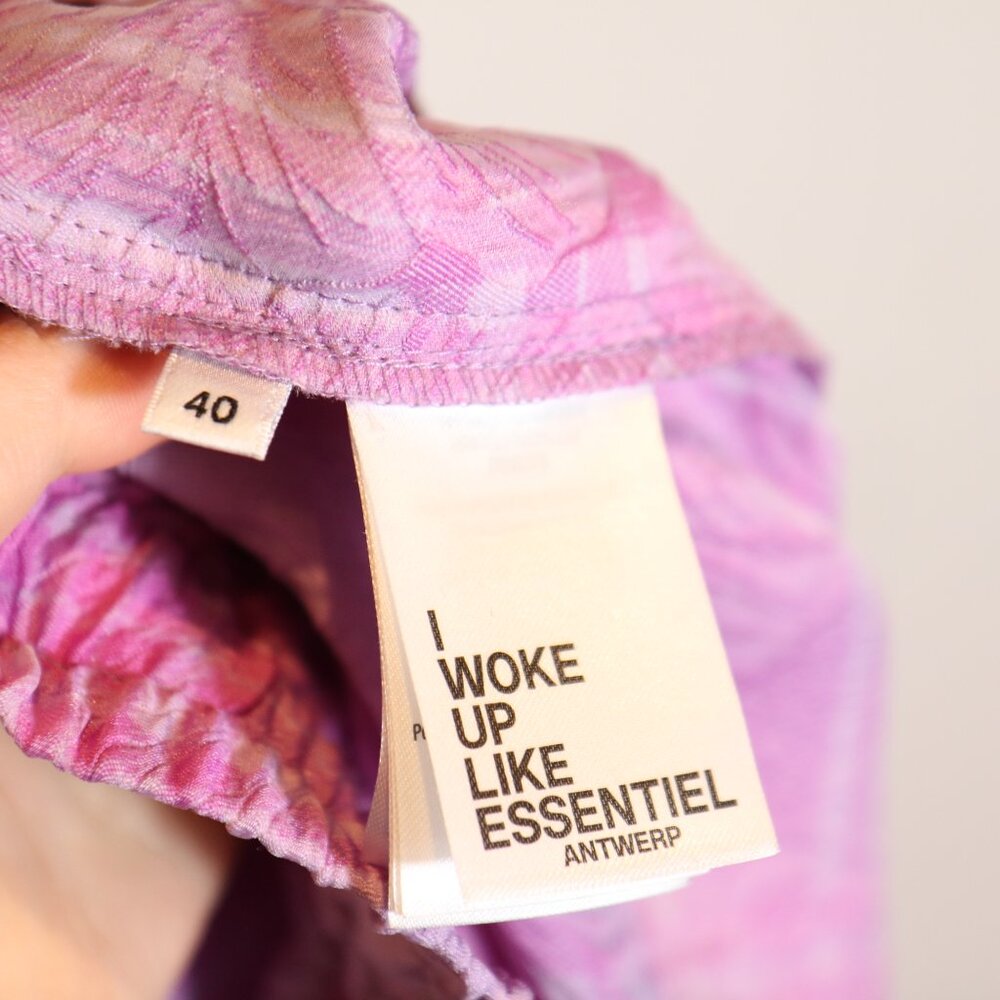 Essentiel Antwerp Lilac Purple Donuts Checked Wide Leg Pant 40 Large Floral Bold - Picture 6 of 9